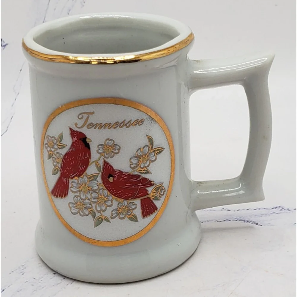 Tennessee Souvenir 24k Gold Rimmed Mini Mug Toothpick Holder Ceramic Shot Glass